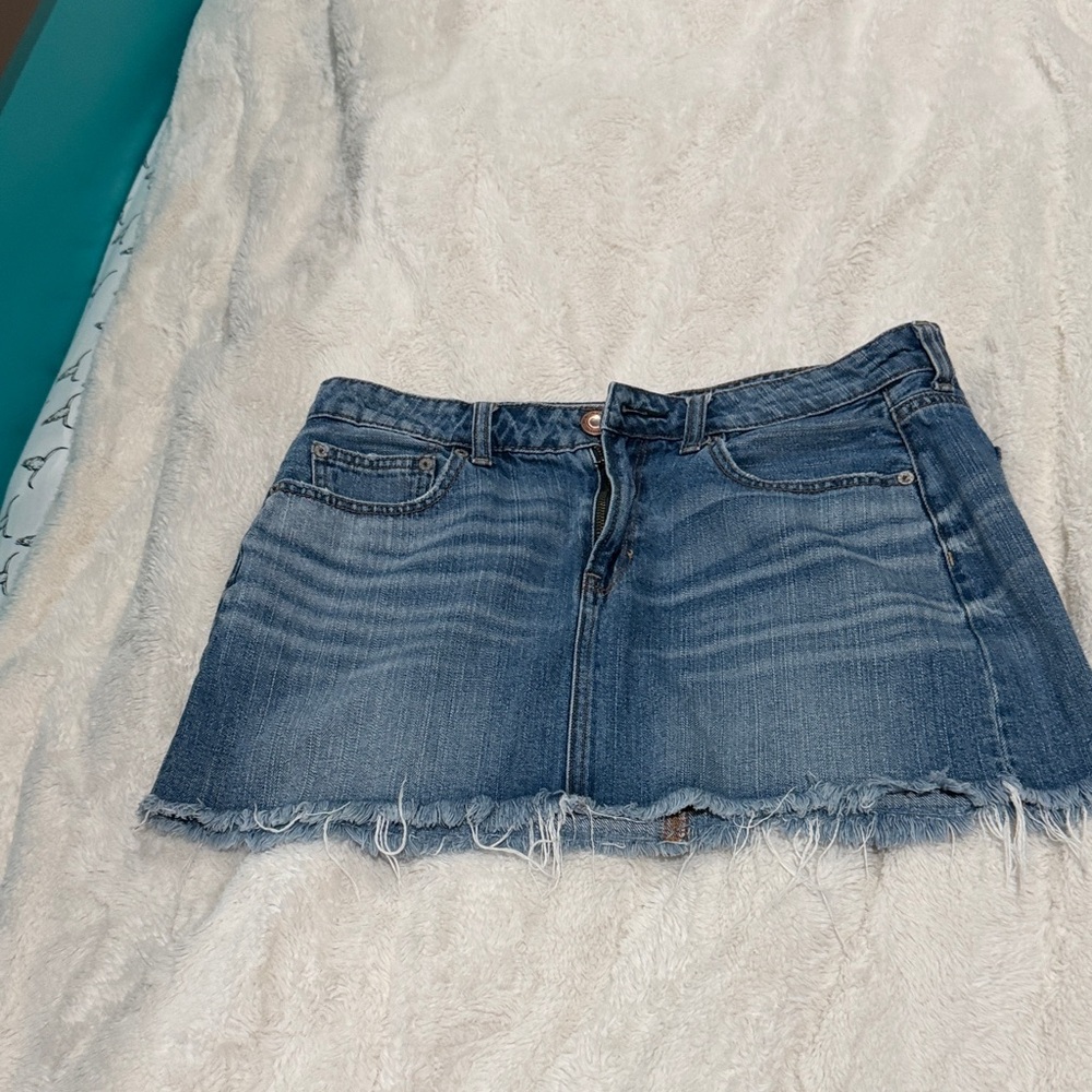American Eagle Outfitters Blue Frayed Mini Skirt